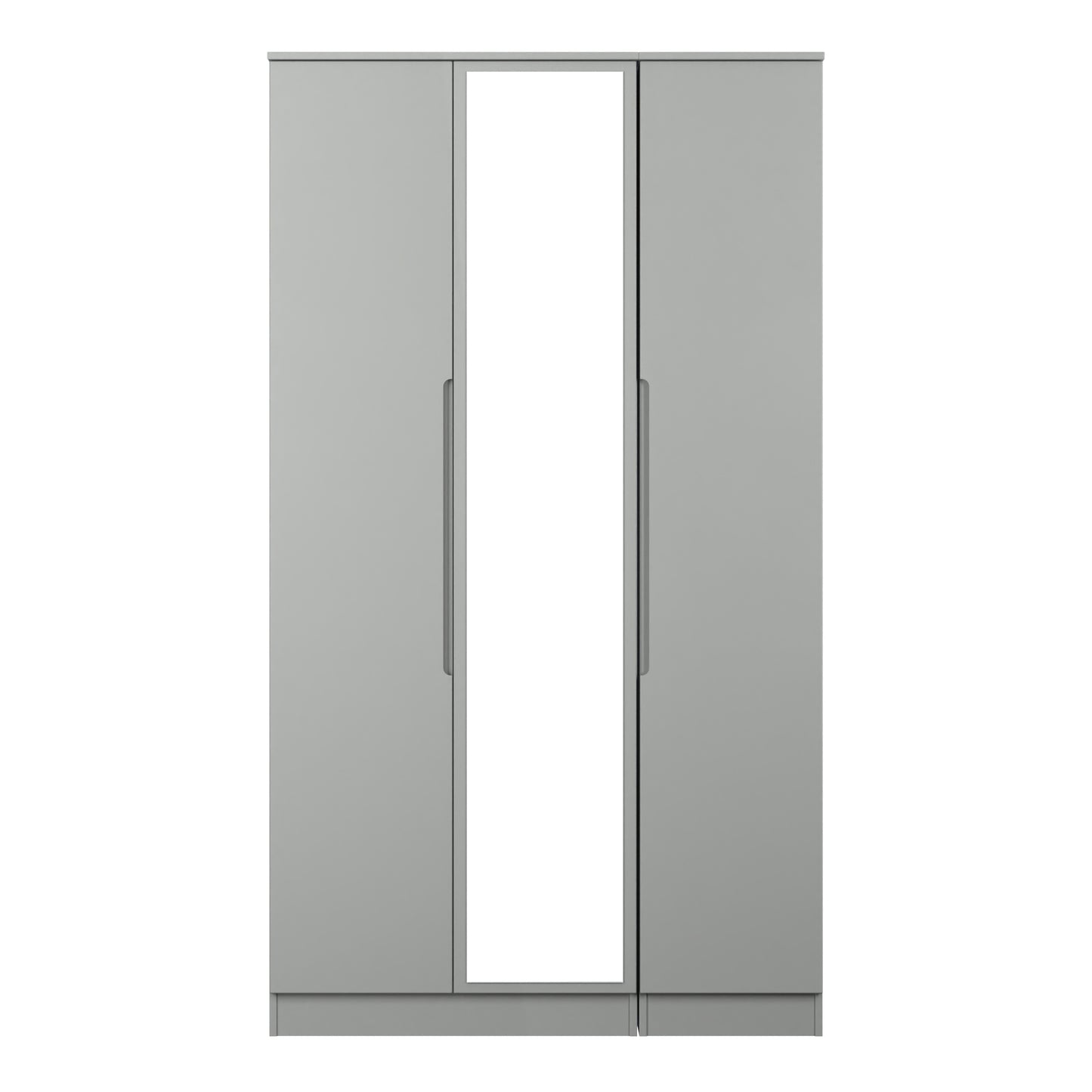 Milan Tall Mirror Wardrobe Grey 2 Shelves 196cm