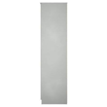 Milan Tall Mirror Wardrobe Grey 2 Shelves 196cm