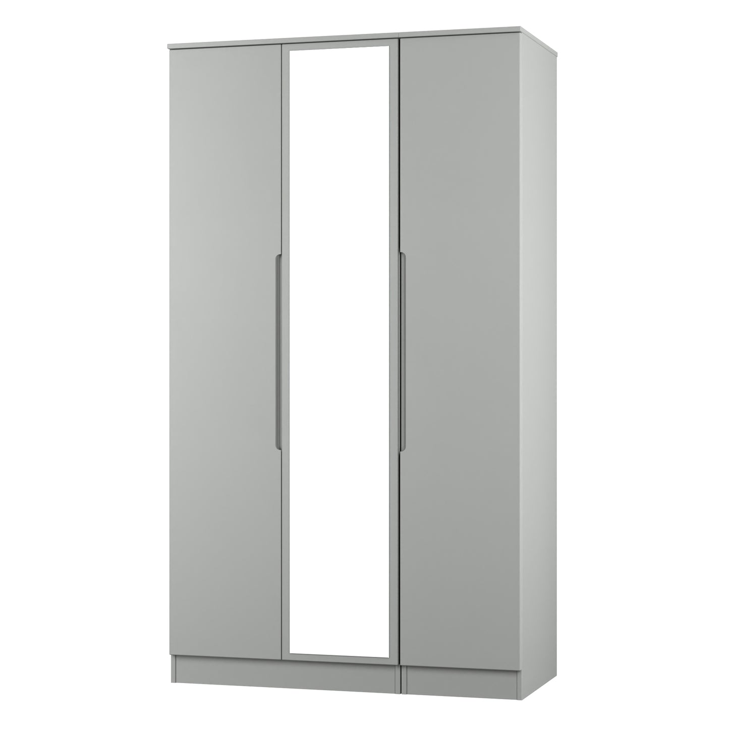 Milan Tall Mirror Wardrobe Grey 2 Shelves 196cm