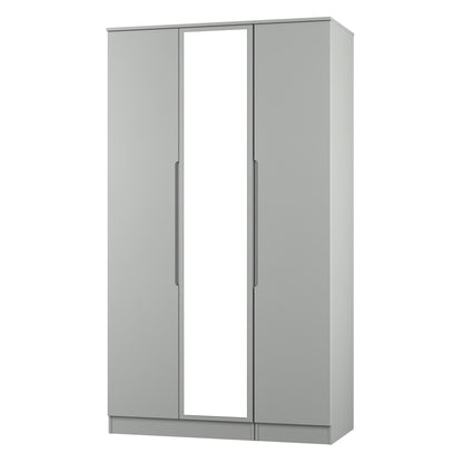 Milan Tall Mirror Wardrobe Grey 2 Shelves 196cm