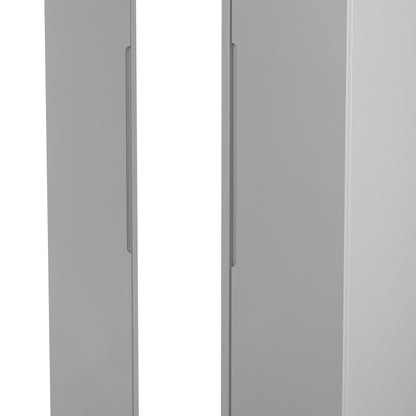 Milan Tall Mirror Wardrobe Grey 2 Shelves 196cm