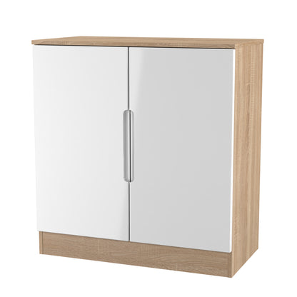 Milan Cabinet White & Oak 2 Doors 79cm