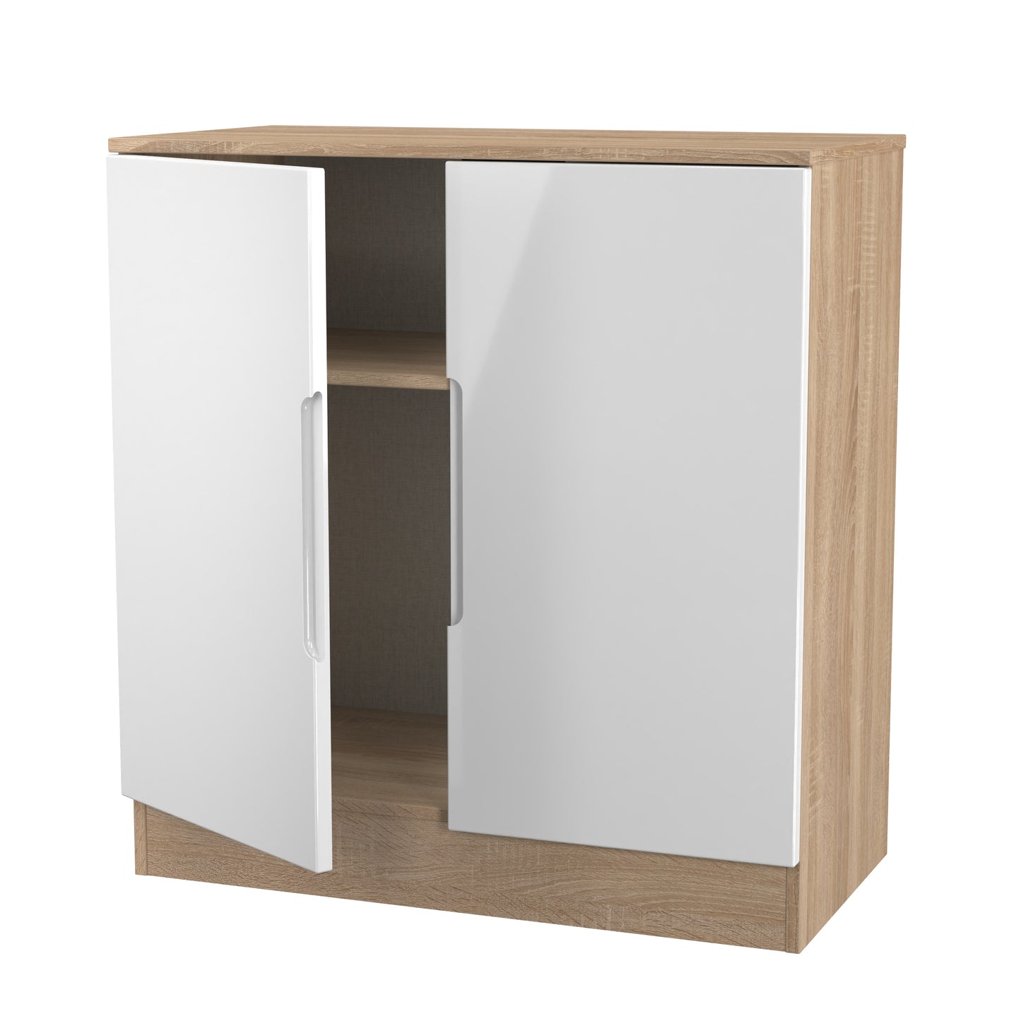 Milan Cabinet White & Oak 2 Doors 79cm