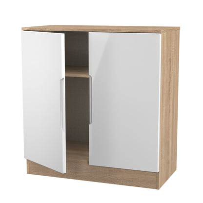 Milan Cabinet White & Oak 2 Doors 79cm