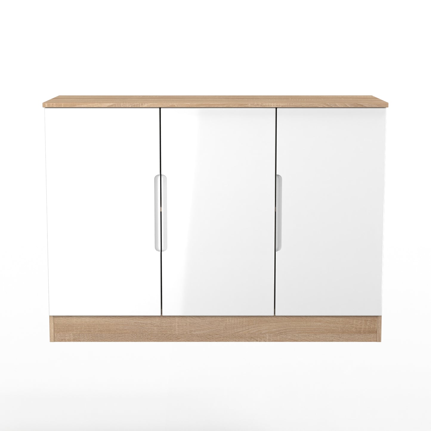 Milan Large Sideboard White & Oak 3 Doors 2 Shelves 110cm