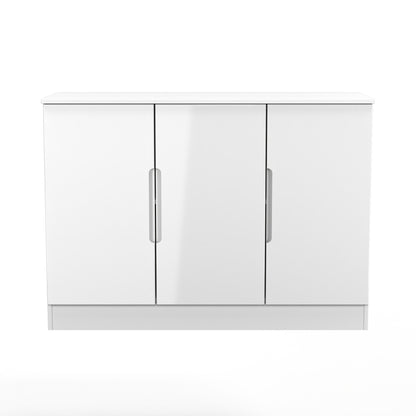 Milan Large Sideboard White 3 Doors 2 Shelves 110cm