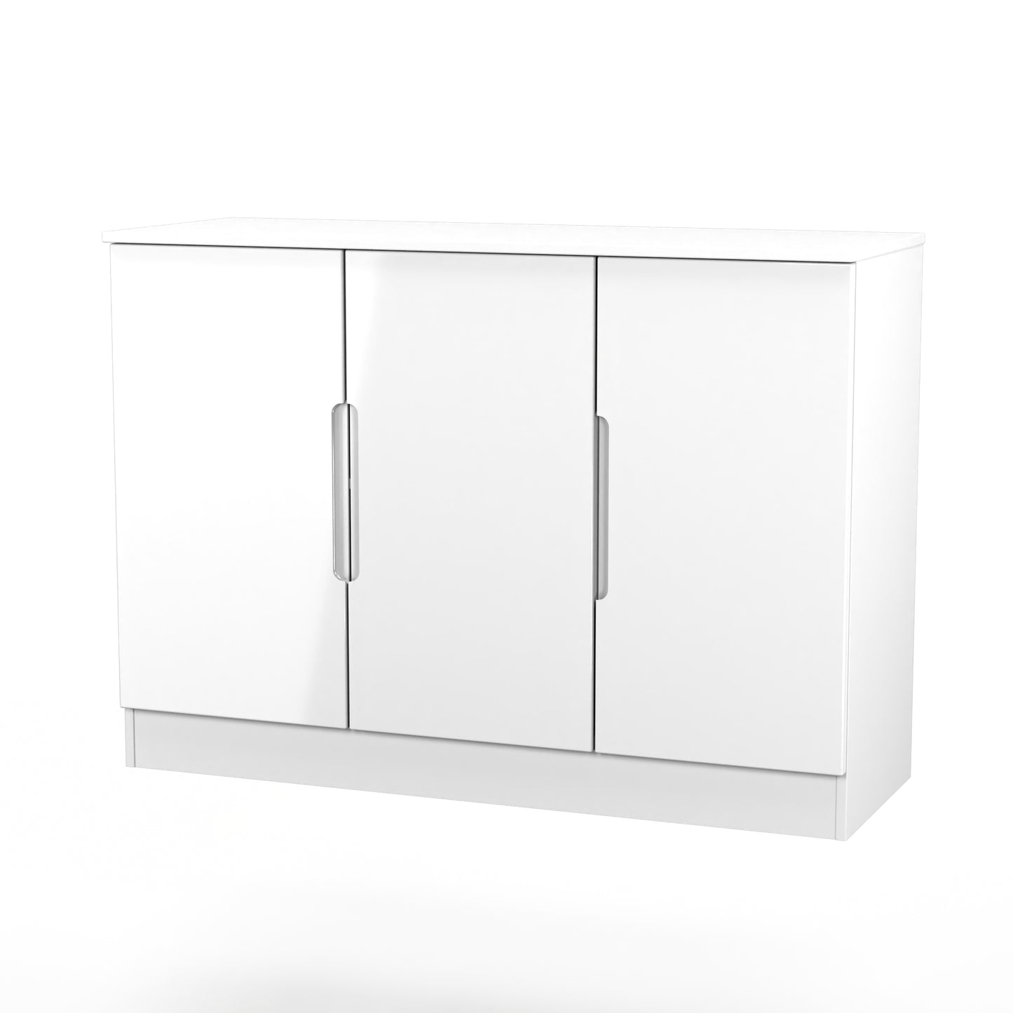 Milan Large Sideboard White 3 Doors 2 Shelves 110cm