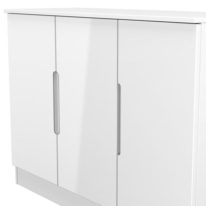 Milan Large Sideboard White 3 Doors 2 Shelves 110cm