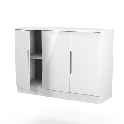 Milan Large Sideboard White 3 Doors 2 Shelves 110cm