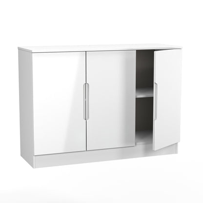 Milan Large Sideboard White 3 Doors 2 Shelves 110cm