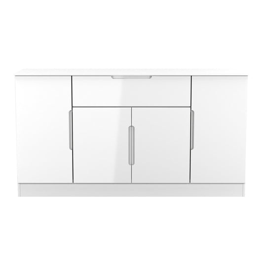 Milan Large Sideboard White 4 Doors 2 Shelves 1 Drawer 144cm