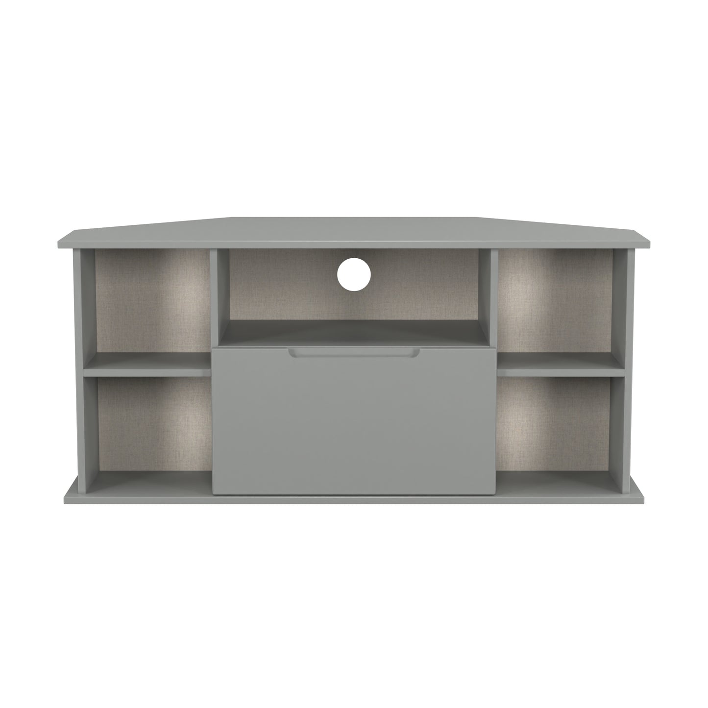 Milan Corner Corner TV Unit Grey 5 Shelves 1 Drawer 110cm