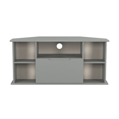 Milan Corner Corner TV Unit Grey 5 Shelves 1 Drawer 110cm
