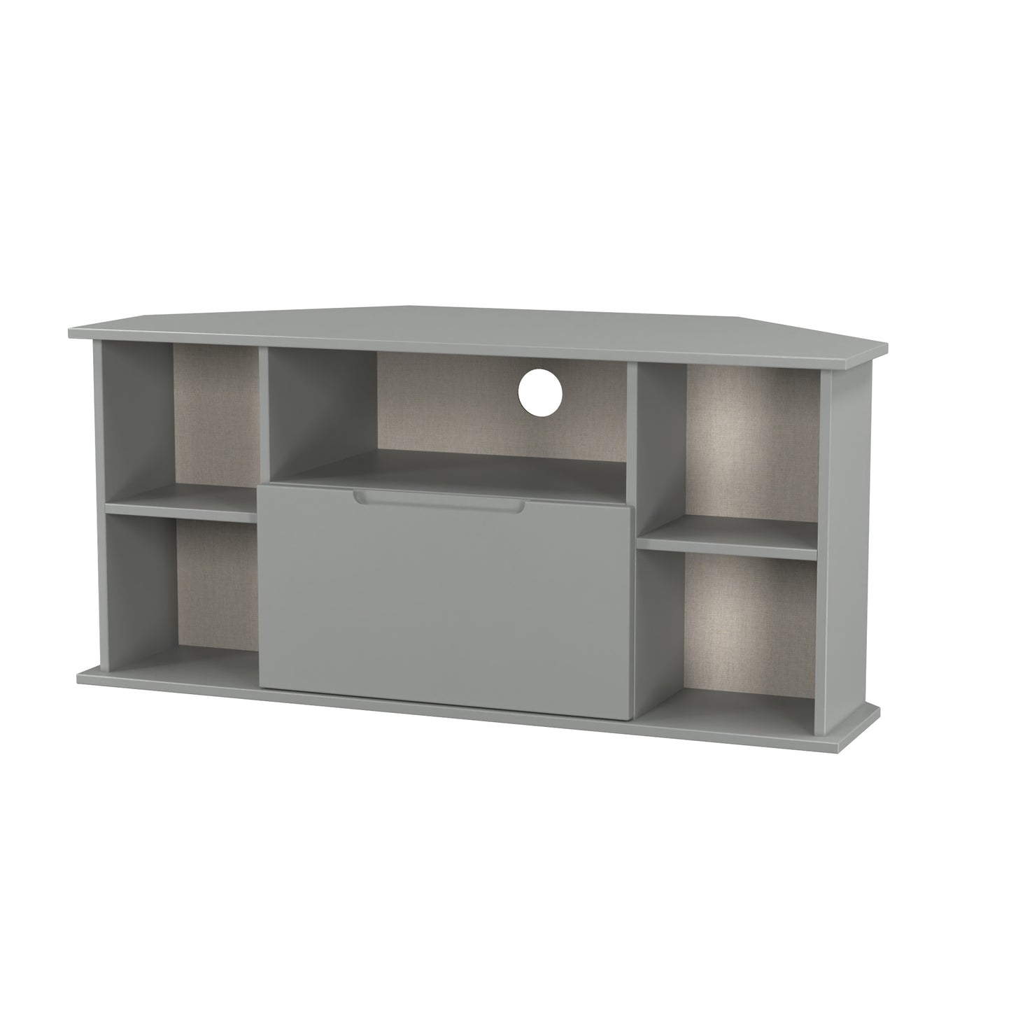 Milan Corner Corner TV Unit Grey 5 Shelves 1 Drawer 110cm
