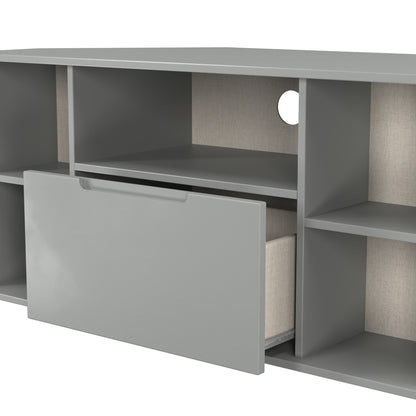 Milan Corner Corner TV Unit Grey 5 Shelves 1 Drawer 110cm