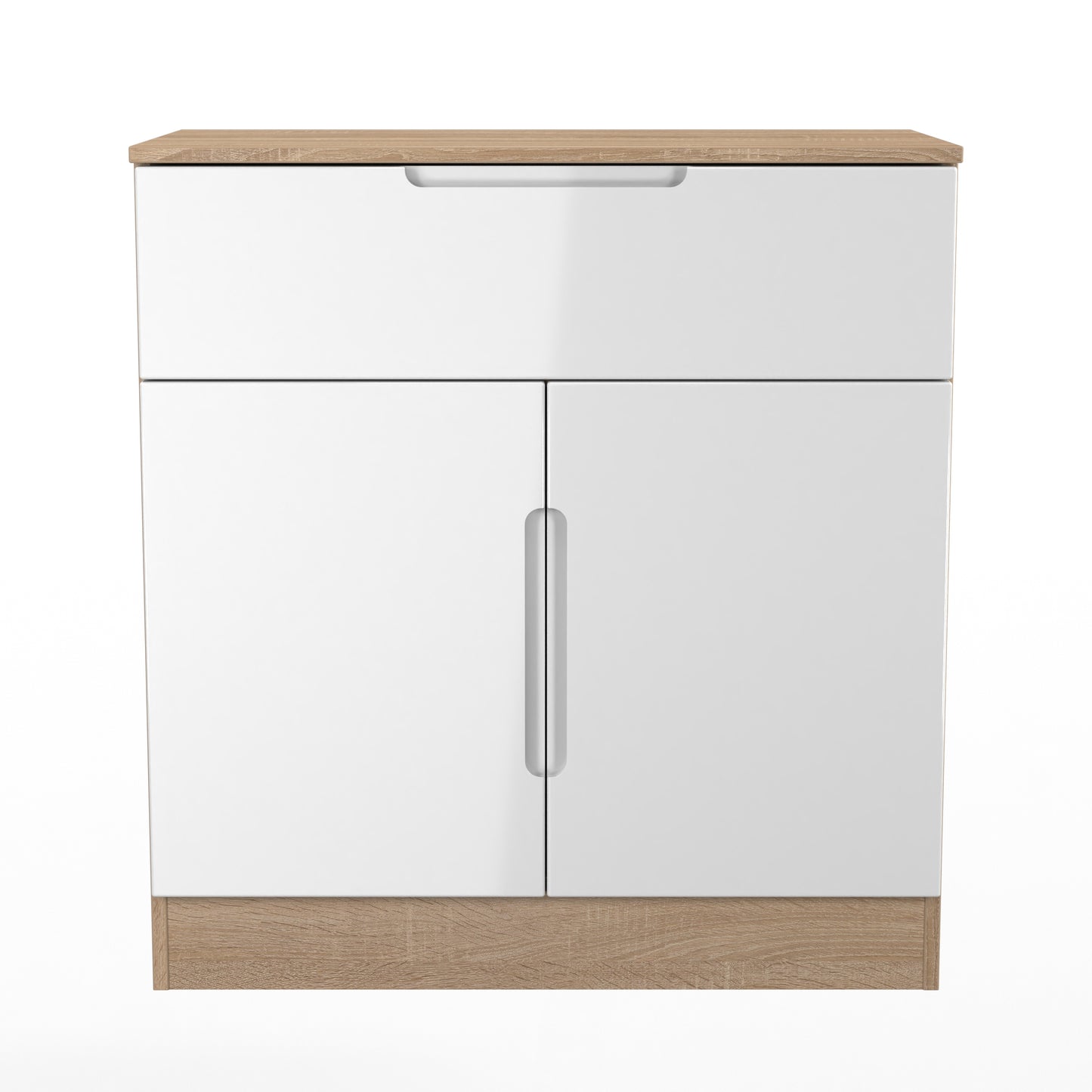 Milan Sideboard White & Oak 2 Doors 1 Drawer 79cm