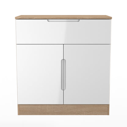 Milan Sideboard White & Oak 2 Doors 1 Drawer 79cm