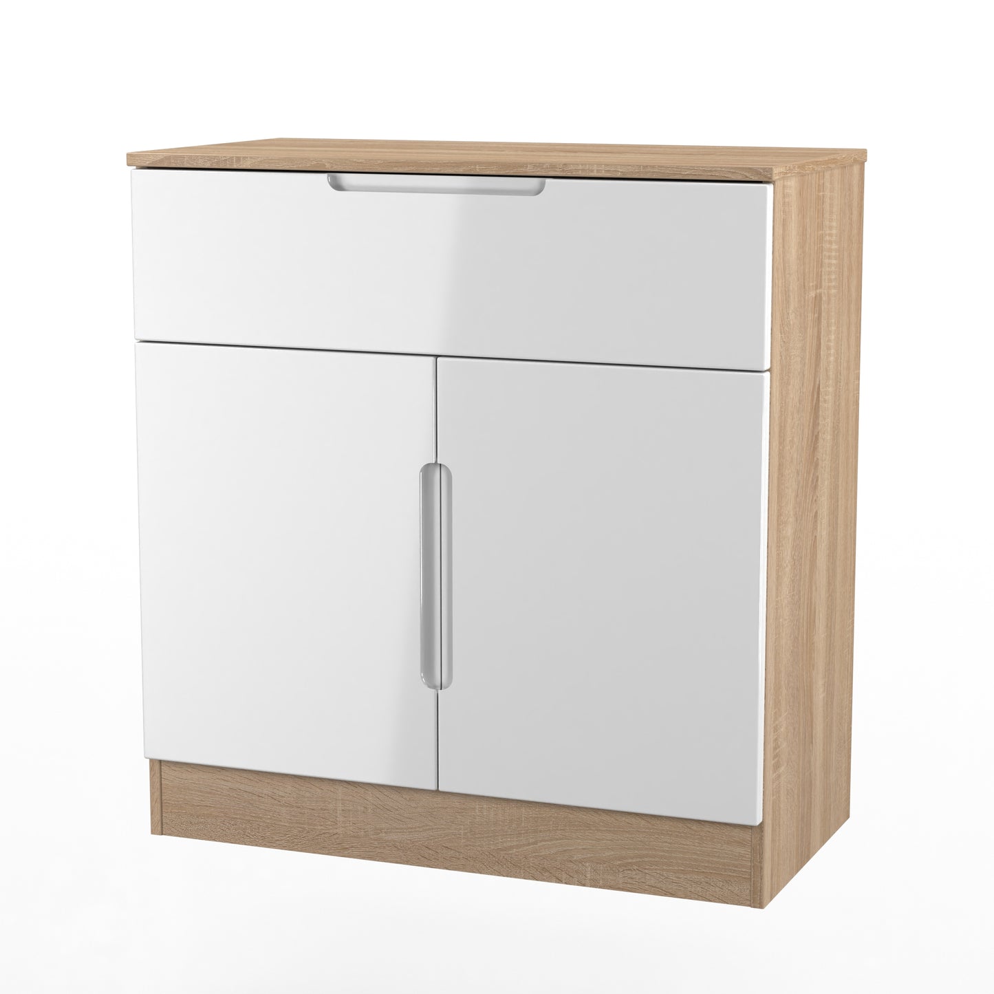 Milan Sideboard White & Oak 2 Doors 1 Drawer 79cm