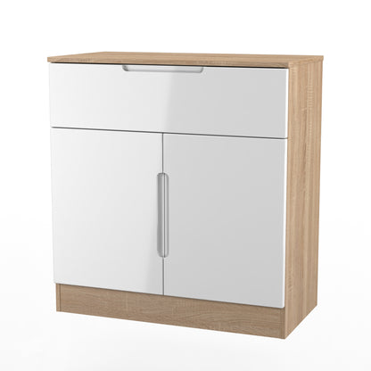 Milan Sideboard White & Oak 2 Doors 1 Drawer 79cm