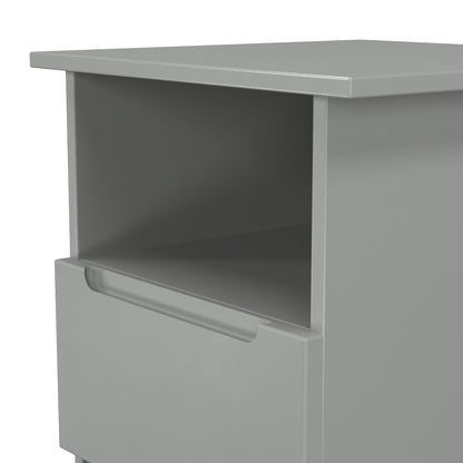 Milan Side Table Grey 1 Shelf 1 Drawer 50cm