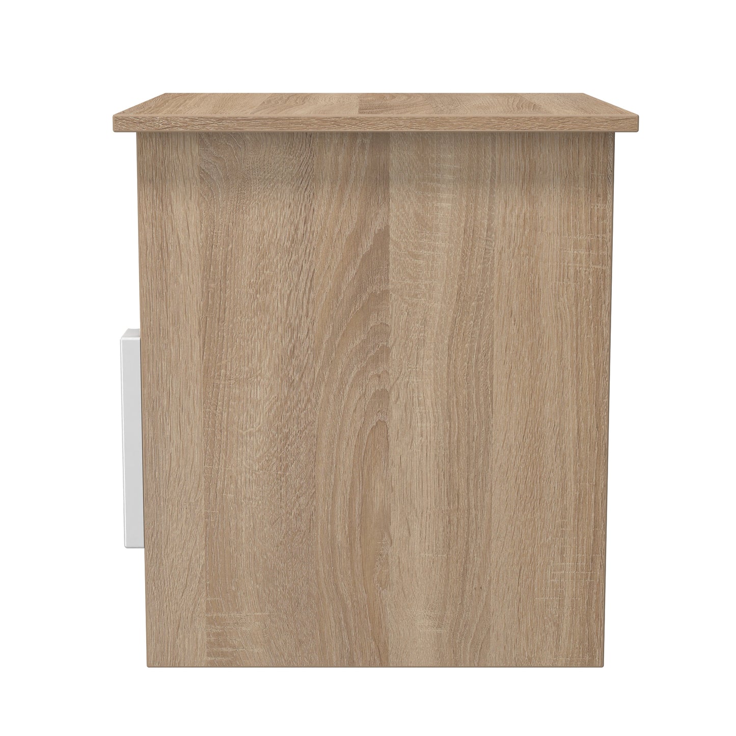 Milan Side Table White & Oak 1 Shelf 1 Drawer 50cm
