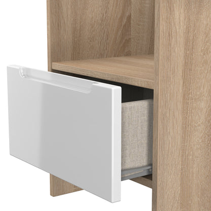 Milan Side Table White & Oak 1 Shelf 1 Drawer 50cm