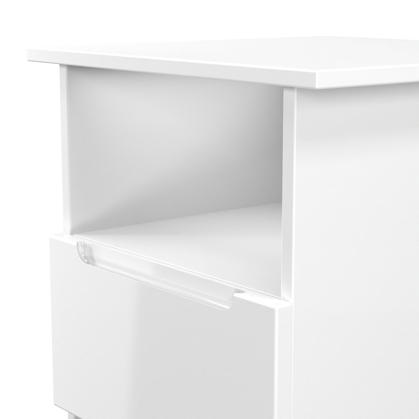 Milan Side Table White 1 Shelf 1 Drawer 50cm