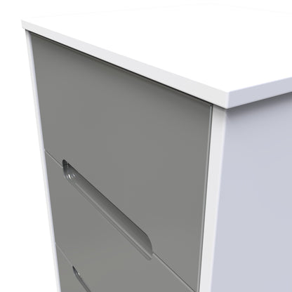 Monaco Bedside Table Grey & White 3 Drawers 73cm