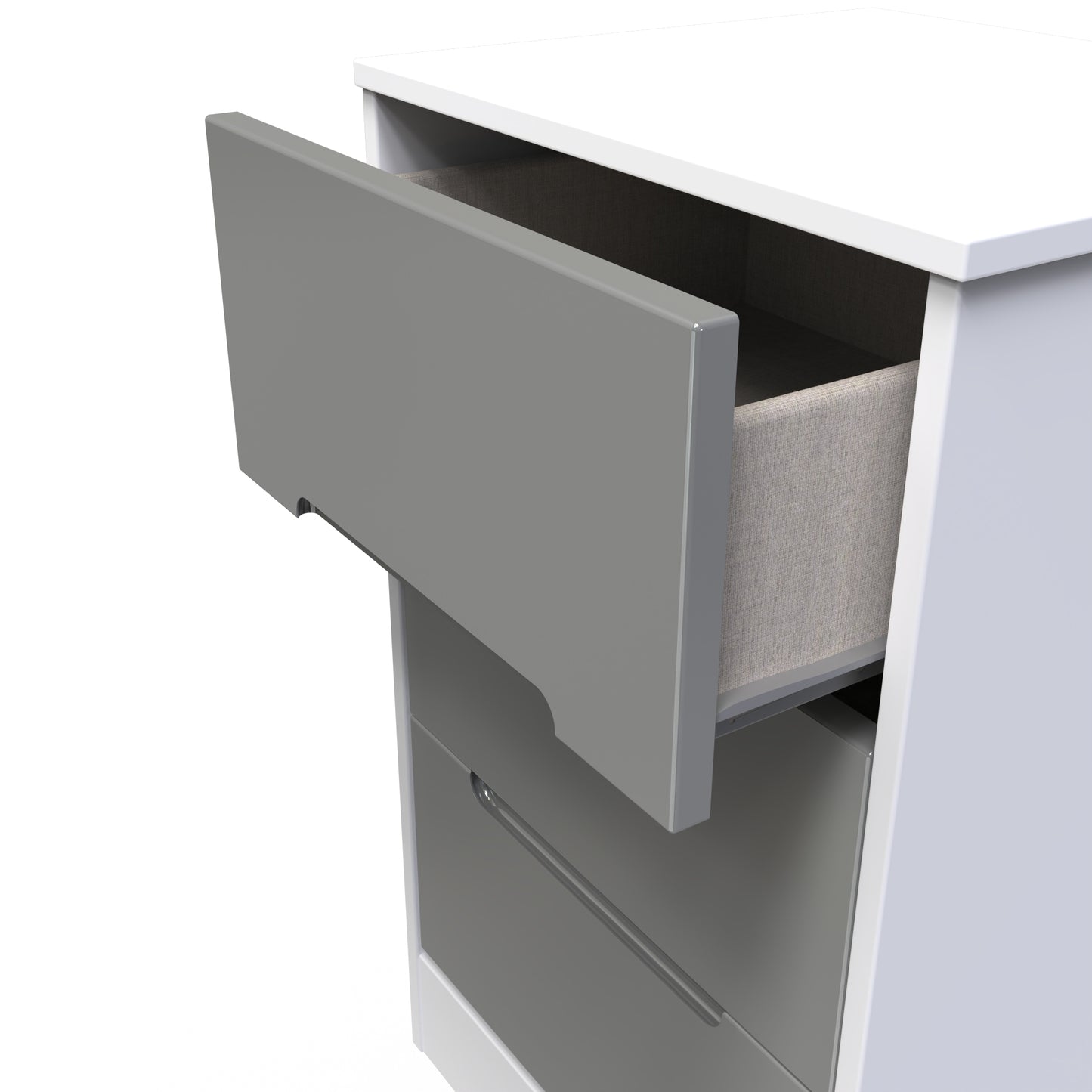 Monaco Bedside Table Grey & White 3 Drawers 73cm