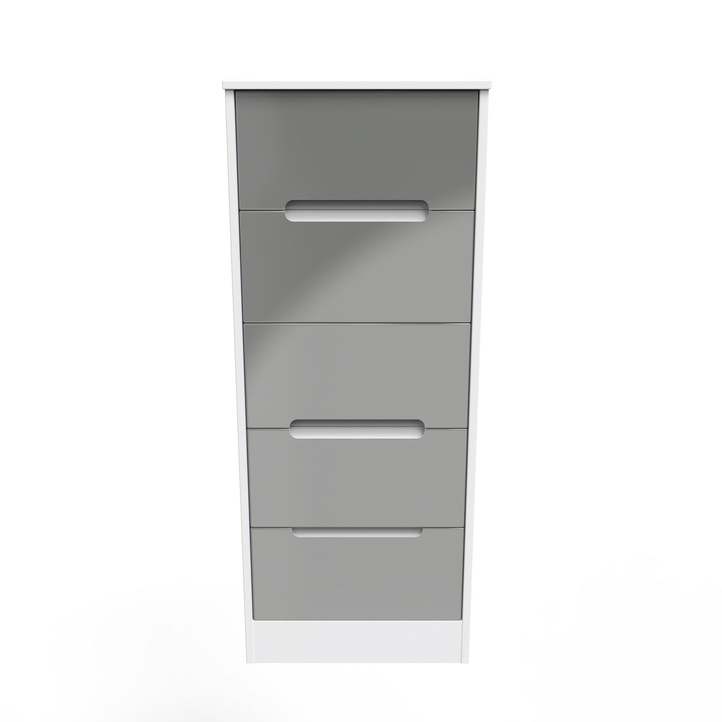 Monaco Tall Tallboy Grey & White 5 Drawers 114cm
