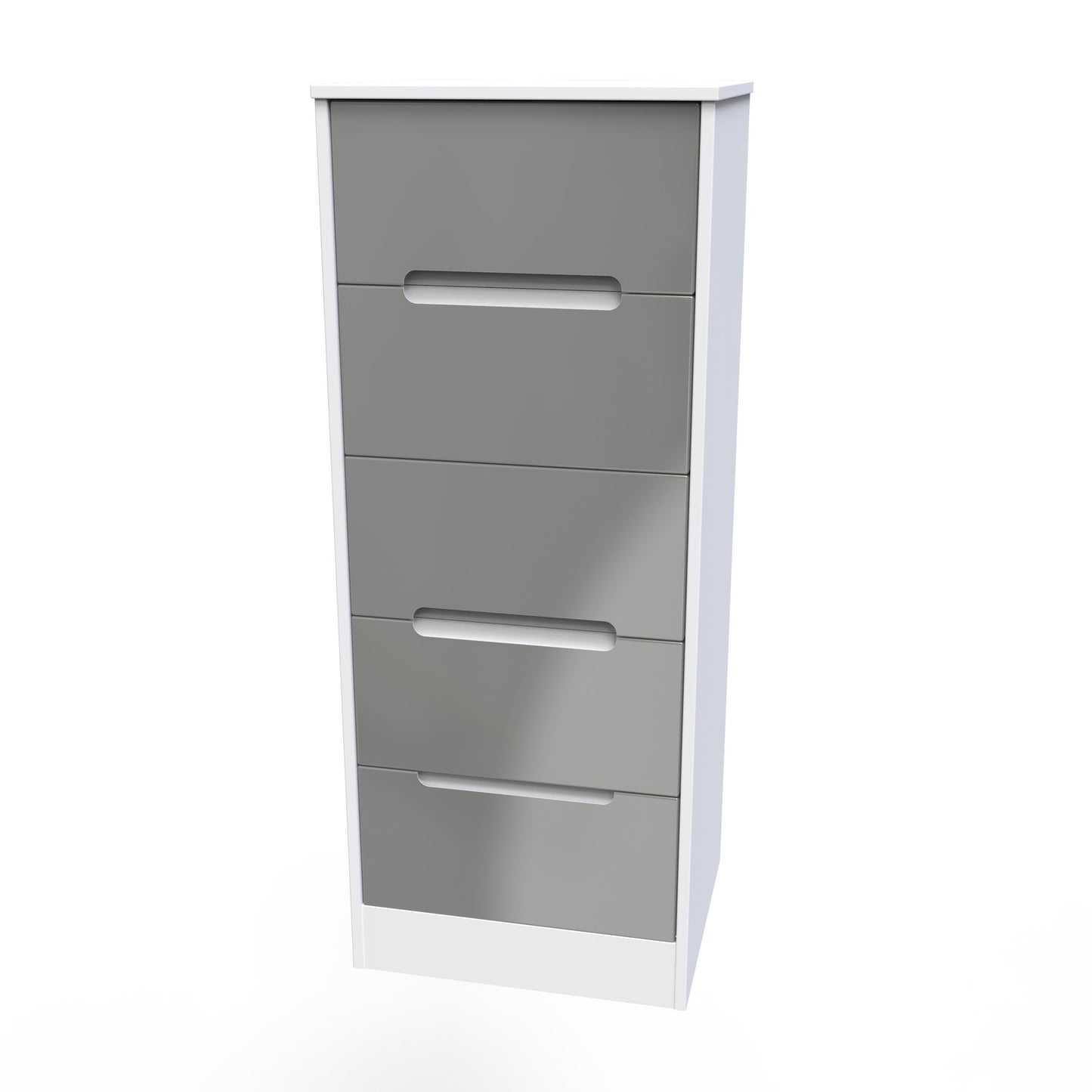 Monaco Tall Tallboy Grey & White 5 Drawers 114cm