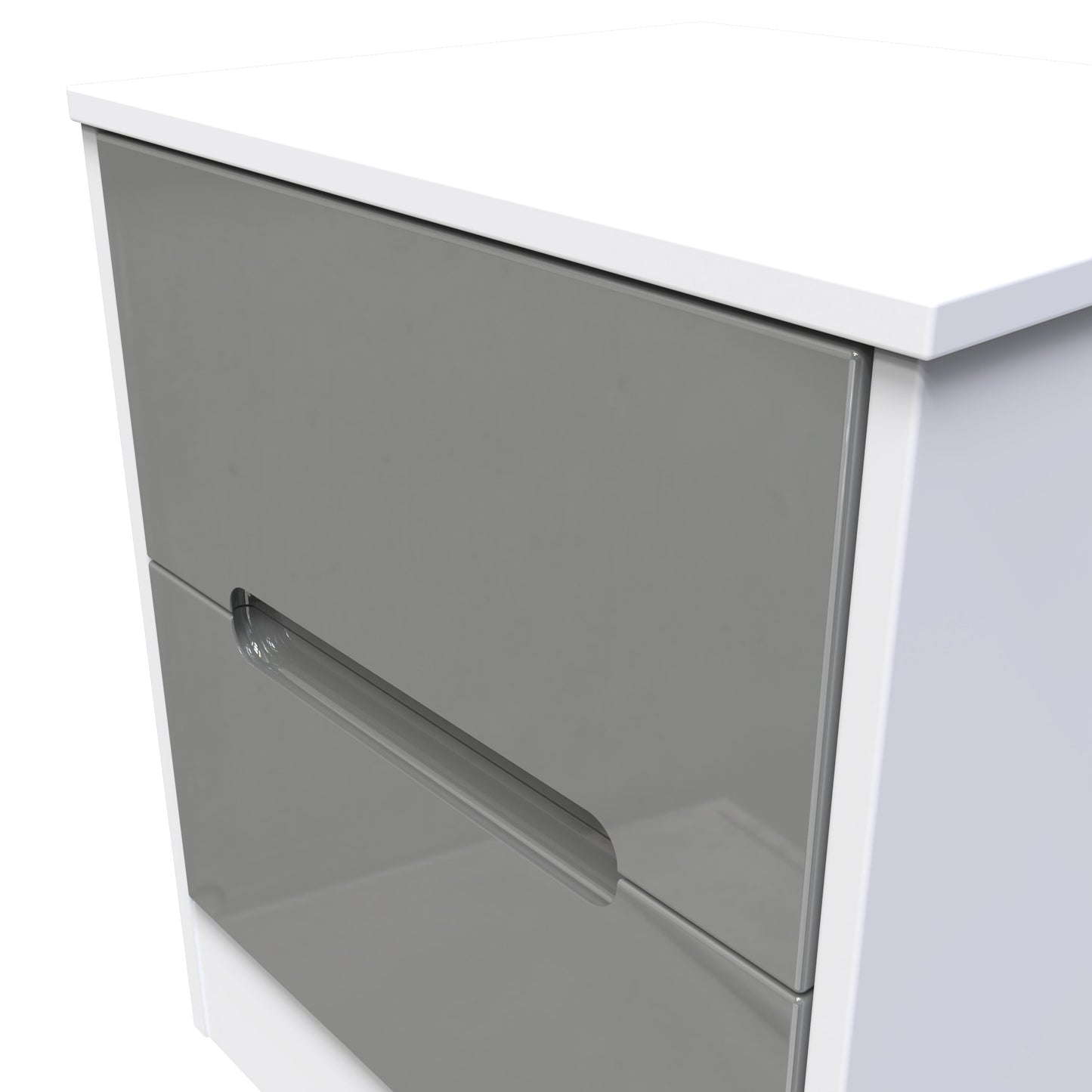 Monaco Bedside Table Grey & White 2 Drawers 53cm