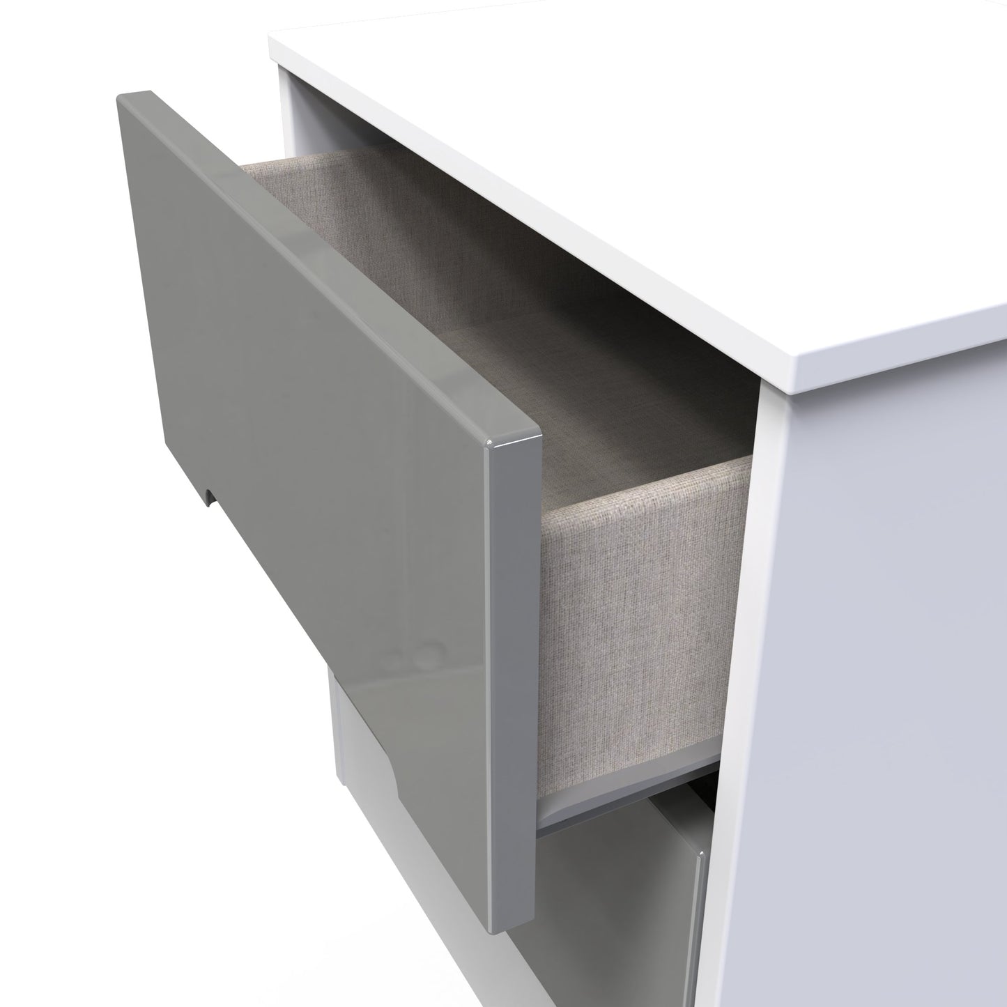 Monaco Bedside Table Grey & White 2 Drawers 53cm