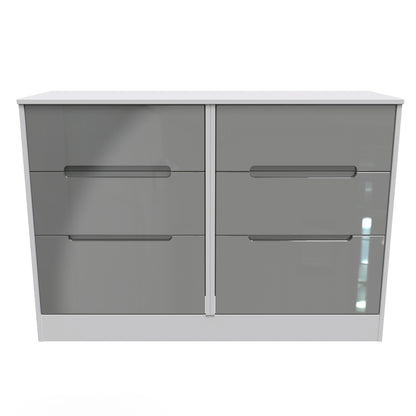 Monaco Large Chest of Drawers Grey & White 6 Drawers 115cm