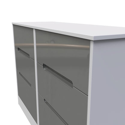 Monaco Large Chest of Drawers Grey & White 6 Drawers 115cm