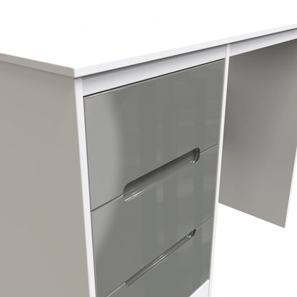 Monaco Desk Grey & White 3 Drawers 97cm