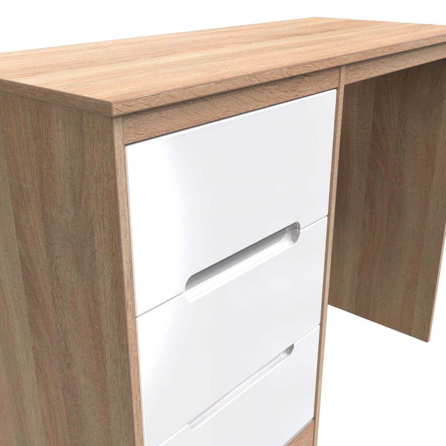 Monaco Desk White & Oak 3 Drawers 97cm