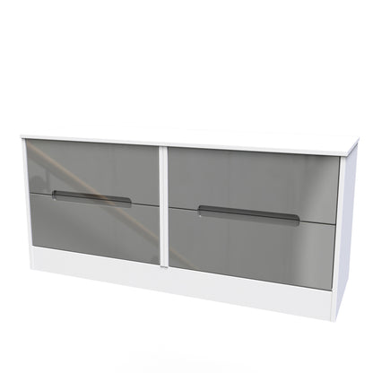 Monaco Large Chest of Drawers Grey & White 4 Drawers 115cm
