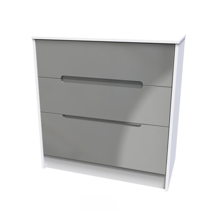 Monaco Chest of Drawers Grey & White 3 Drawers 80cm