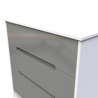 Monaco Chest of Drawers Grey & White 3 Drawers 80cm