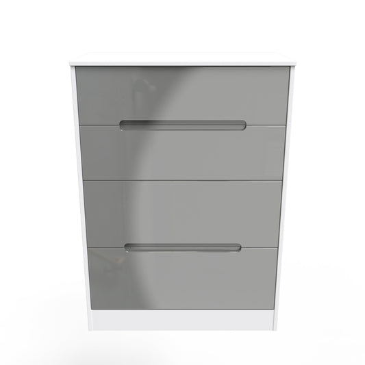 Monaco Tall Chest of Drawers Grey & White 4 Drawers 107cm