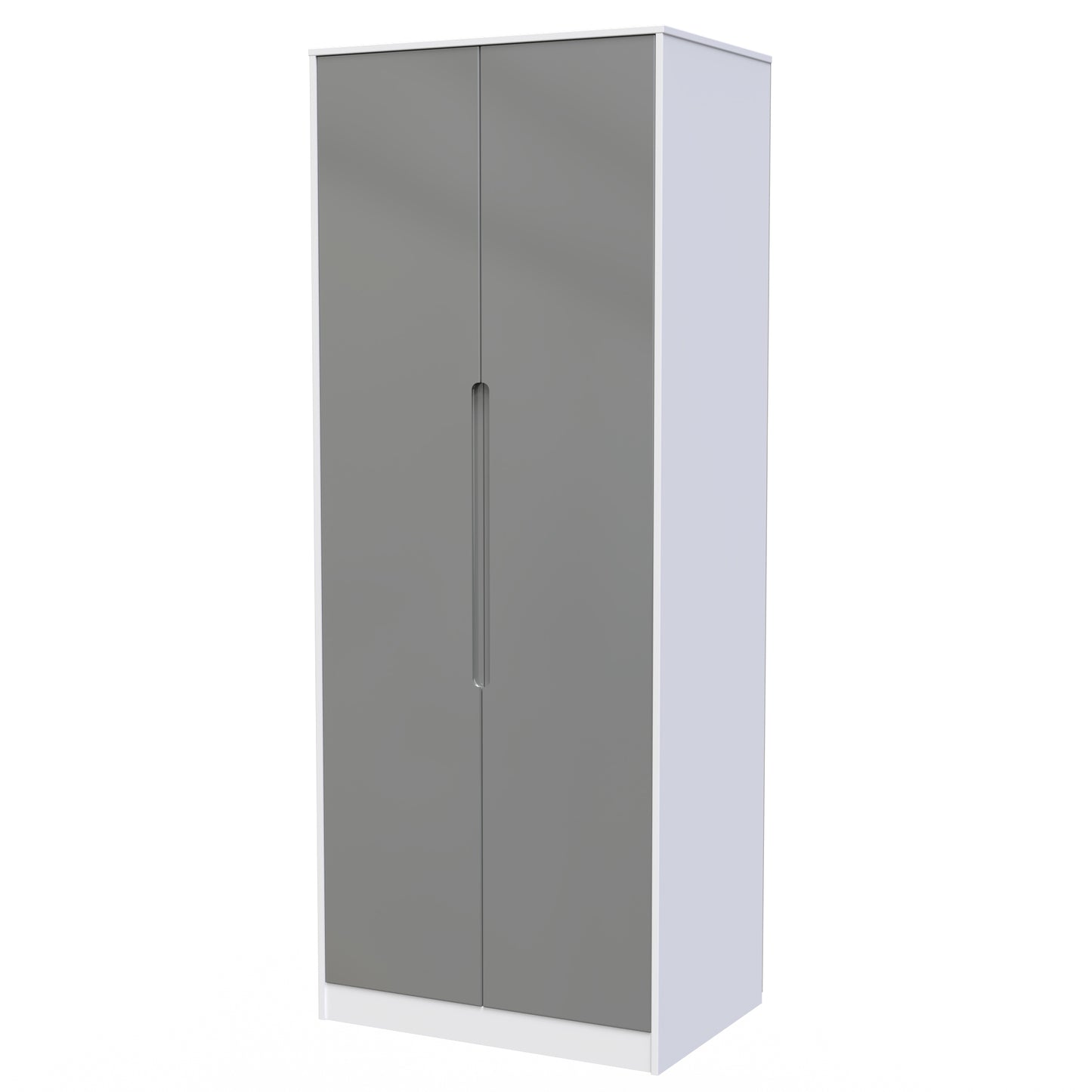 Monaco Tall Wardrobe Grey & White 2 Doors 1 Shelf 198cm