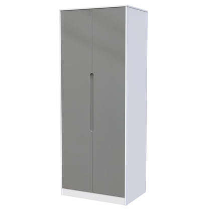 Monaco Tall Wardrobe Grey & White 2 Doors 1 Shelf 198cm