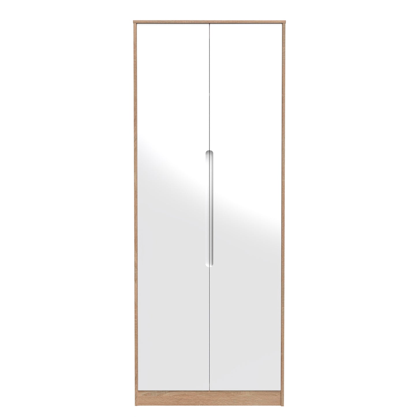 Monaco Tall Wardrobe White & Oak 2 Doors 1 Shelf 198cm