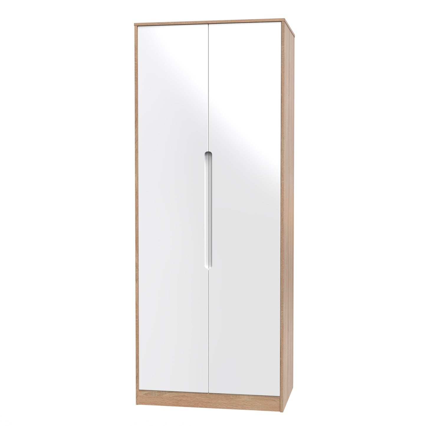 Monaco Tall Wardrobe White & Oak 2 Doors 1 Shelf 198cm