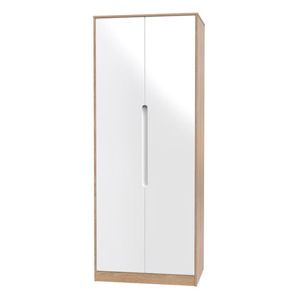 Monaco Tall Wardrobe White & Oak 2 Doors 1 Shelf 198cm