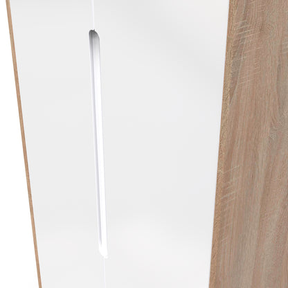 Monaco Tall Wardrobe White & Oak 2 Doors 1 Shelf 198cm