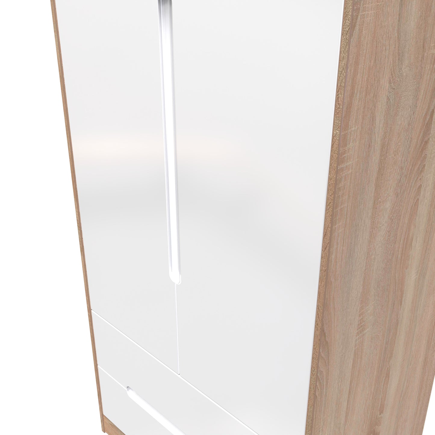 Monaco Tall Wardrobe White & Oak 2 Doors 2 Drawers 198cm
