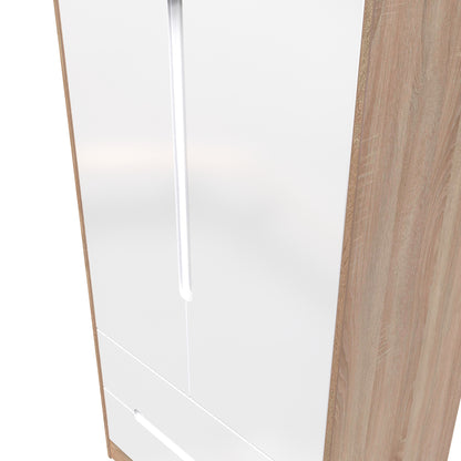 Monaco Tall Wardrobe White & Oak 2 Doors 2 Drawers 198cm