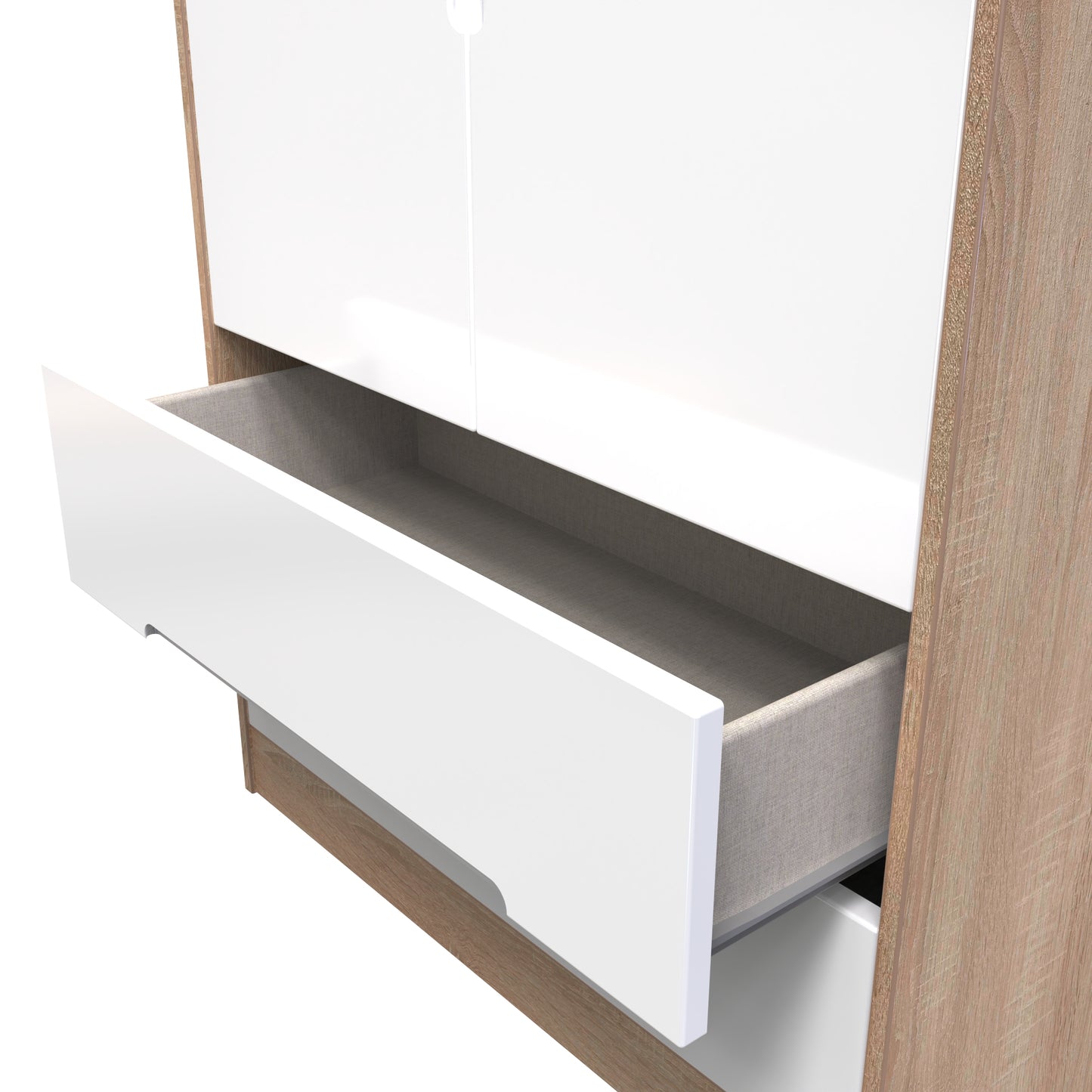 Monaco Tall Wardrobe White & Oak 2 Doors 2 Drawers 198cm